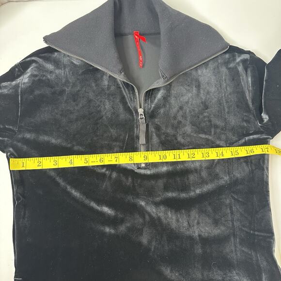 Spanx Sweatshirt Top Womens XS Black Velvet Air Essentials 1/2 Zip Pull Over - Picture 7 of 11